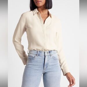 Express white Portofino button up Shirt Thong Bodysuit NEW Small